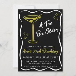 Black Whimsical Tini Bit Older Martini Geburtstag Einladung