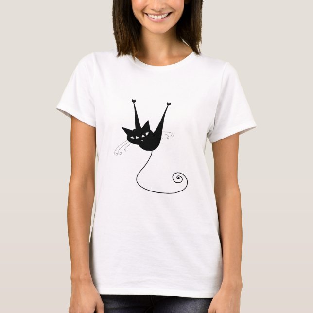 Black Whimsy Kitty 1 T-Shirt (Vorderseite)