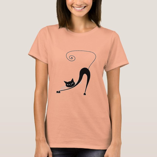 Black Whimsy Kitty 2 T-Shirt (Vorderseite)