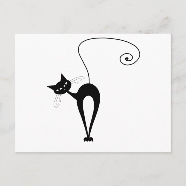 Black Whimsy Kitty 3 Postkarte (Vorderseite)