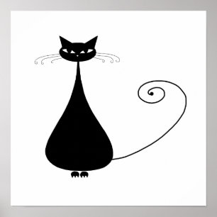 Black Whimsy Kitty 4 Poster