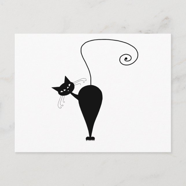 Black Whimsy Kitty 5 Postkarte (Vorderseite)