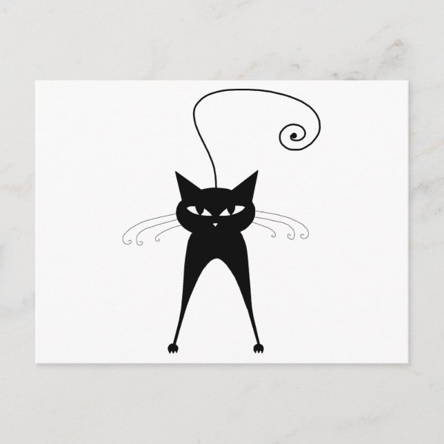 Black Whimsy Kitty 6 Postkarte (Vorderseite)