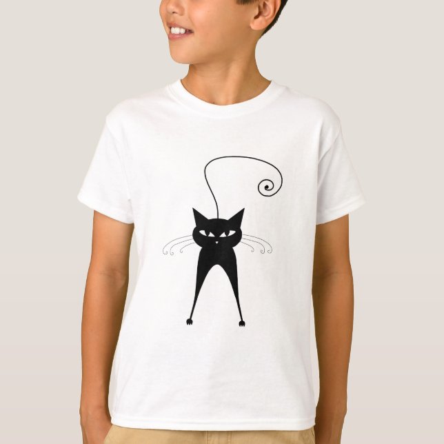 Black Whimsy Kitty 6 T-Shirt (Vorderseite)
