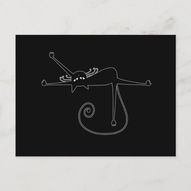 Black Whimsy Kitty 7 Postkarte (Vorderseite)
