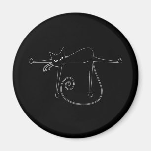 Black Whimsy Kitty 8 Magnet