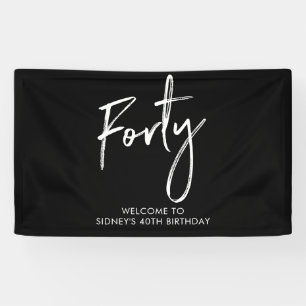 Black & White 40. Geburtstag Party Begrüßungsbanne Banner