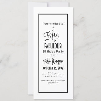 Black & White 50 & FABULOUS Überraschungs-Party Einladung