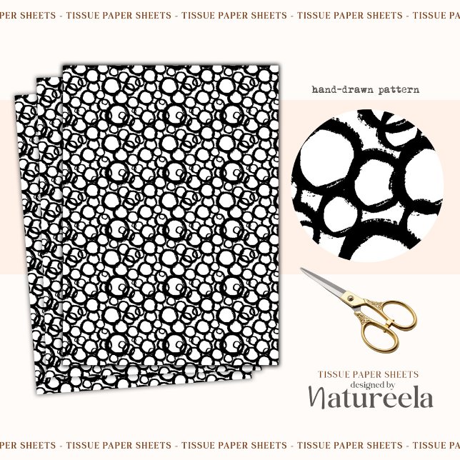Black White Abstract Circles Collage Tissue Paper Seidenpapier (Von Creator hochgeladen)