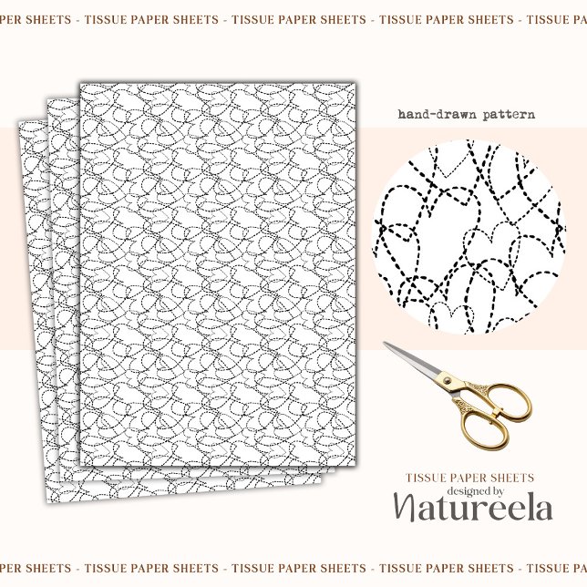 Black White Abstract Hearts Collage Tissue Paper Seidenpapier (Von Creator hochgeladen)