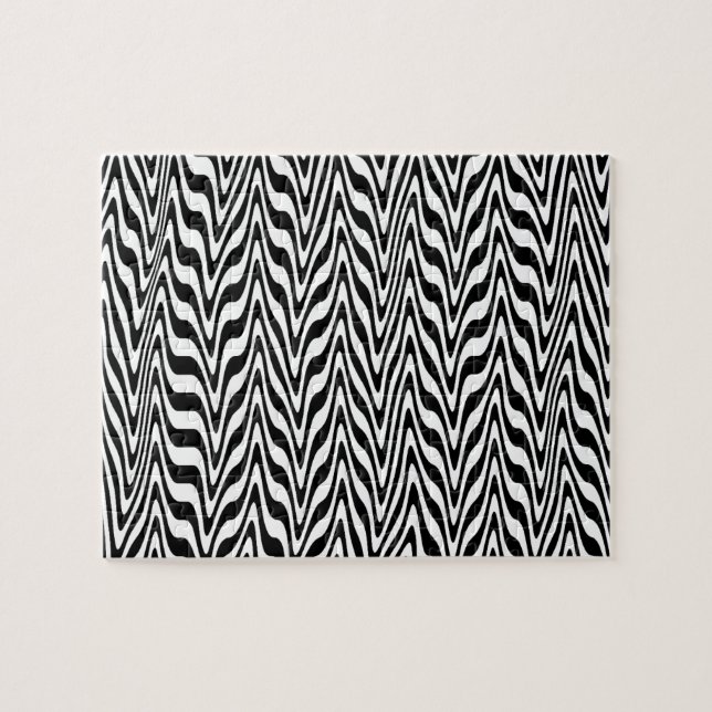 Black & White Abstrakt Zigzag Puzzle (Horizontal)