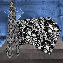 Black & White Acanthus Leaf Floral Damask Hochzeit