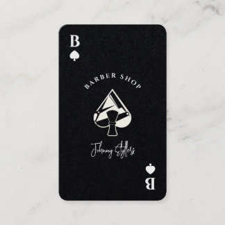 Black white Ace of spades barber shop Visitenkarte