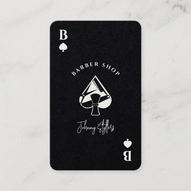 Black white Ace of spades barber shop Visitenkarte (Vorderseite)