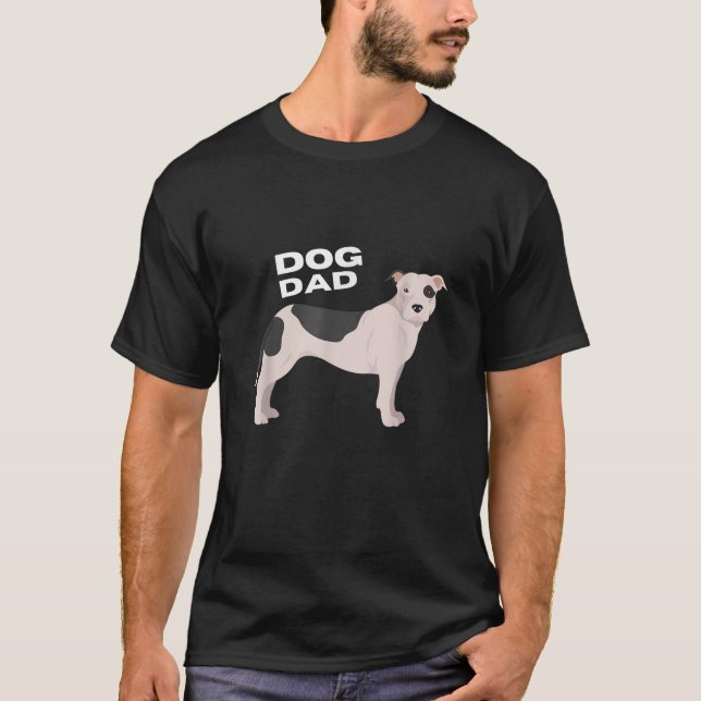Black White American Pit Bull Terrier Dog Dad Man  T-Shirt (Vorderseite)