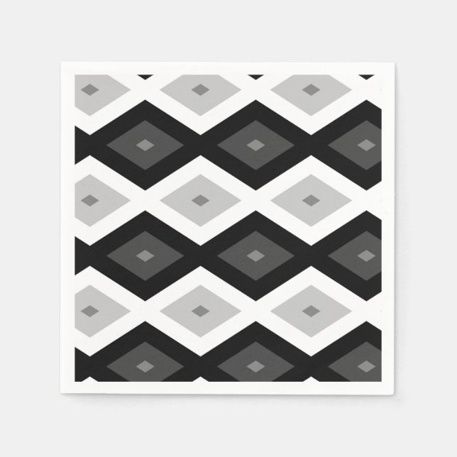 Black, white and grey diamond pattern serviette (Vorderseite)