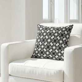 Black White Art Deco Interlaced Pattern Kissen