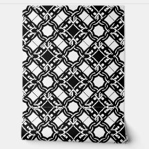Black White Art Deco Interlaced Pattern