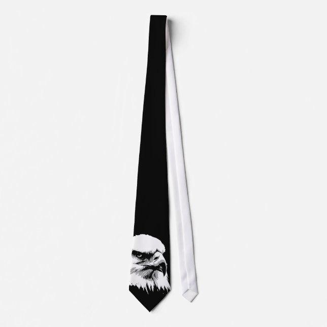 Black & White Bald American Adle Neck Tie Krawatte (Vorderseite)
