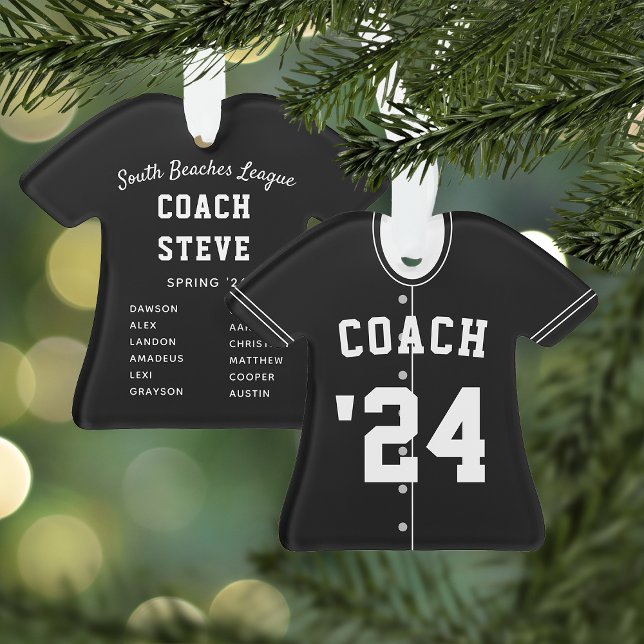 Black & White Baseball Coach Team Jersey Ornament (Von Creator hochgeladen)