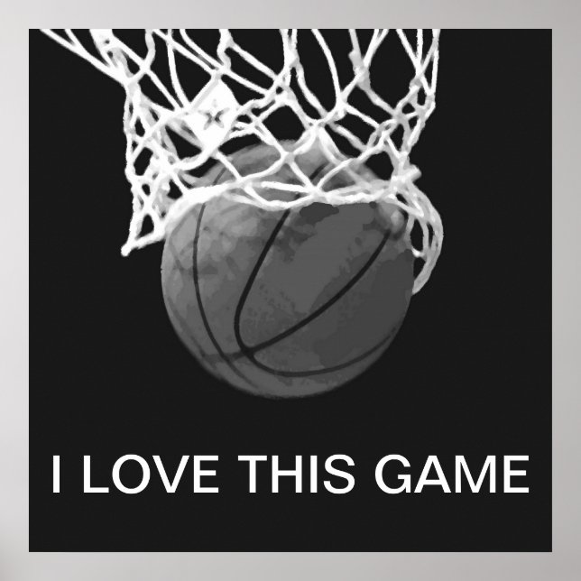 Black & White Basketball Poster I Liebe Dieses Spi (Vorne)