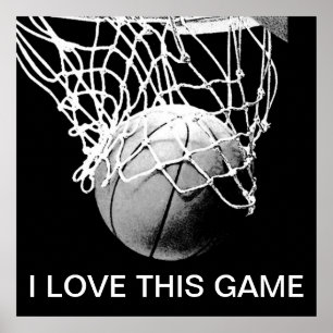 Black & White Basketball Poster I Liebe Dieses Spi