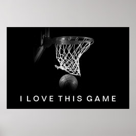 Black & White Basketball Poster I Liebe Dieses Spi
