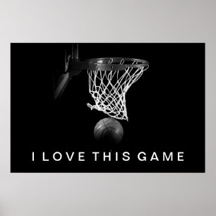 Black & White Basketball Poster I Liebe Dieses Spi