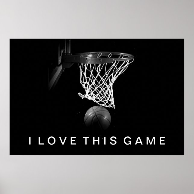 Black & White Basketball Poster I Liebe Dieses Spi (Vorne)