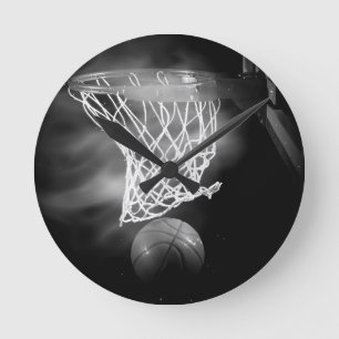 Black & White Basketball Runde Wanduhr