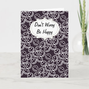 Black & White Be Happy Face Card Karte