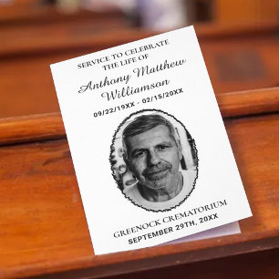 Black & White Bi-fold Custom Foto Funeral Program Flyer