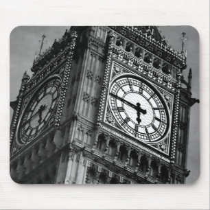 Black & White Big Ben Clock Tower Europa Mousepad