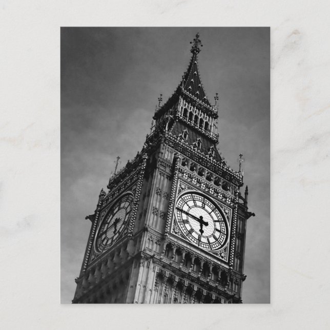 Black & White Big Ben Europe Reisefotografie Postkarte (Vorderseite)