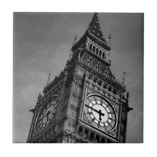 Black & White Big Ben Uhrturm Fliese