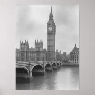 Black & White Big Ben - Vintage Londoner Sehenswür Poster