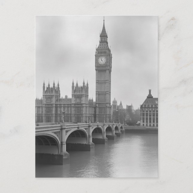 Black & White Big Ben - Vintage Londoner Sehenswür Postkarte (Vorderseite)