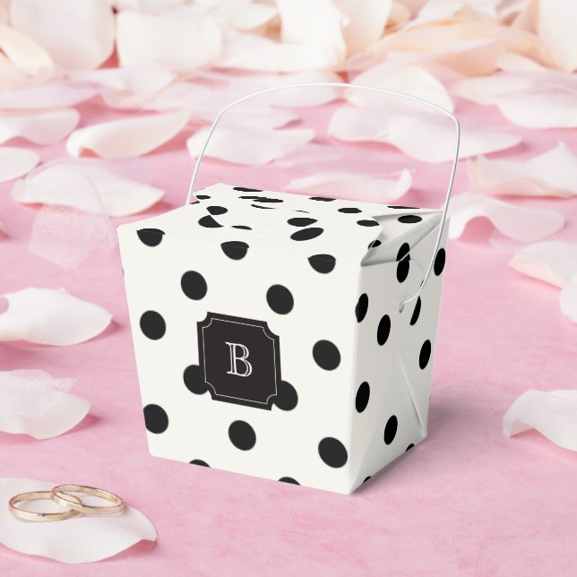 Black & White Big Polka Dots Chic Monogram Party Geschenkschachtel (Hochzeit)