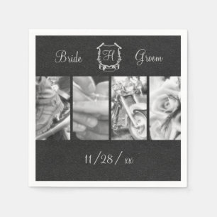 Black & White Biker Wedding Custom Paper Napkins Serviette
