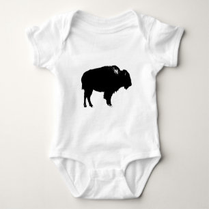 Black & White Bison Buffalo Silhouette Pop Baby Strampler