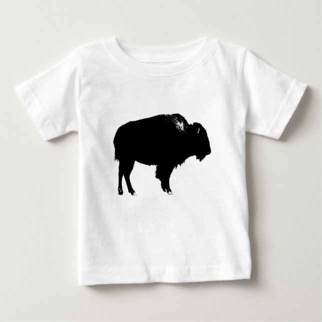 Black & White Bison Buffalo Silhouette Pop Baby T-shirt (Vorderseite)
