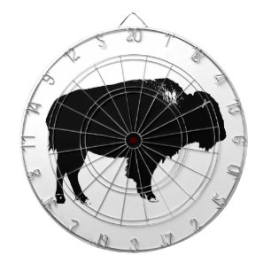 Black & White Bison Buffalo Silhouette Pop Dartscheibe