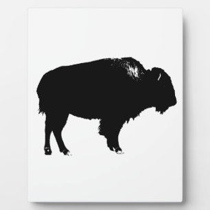 Black & White Bison Buffalo Silhouette Pop Fotoplatte
