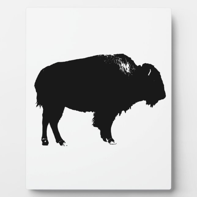 Black & White Bison Buffalo Silhouette Pop Fotoplatte (Vorderseite)