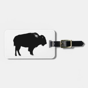 Black & White Bison Buffalo Silhouette Pop Gepäckanhänger