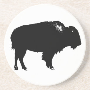 Black & White Bison Buffalo Silhouette Pop Getränkeuntersetzer