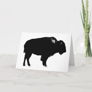 Black & White Bison Buffalo Silhouette Pop Karte