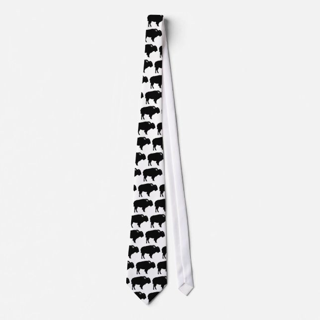 Black & White Bison Buffalo Silhouette Pop Krawatte (Vorderseite)