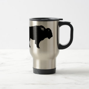 Black & White Bison Buffalo Silhouette Pop Reisebecher