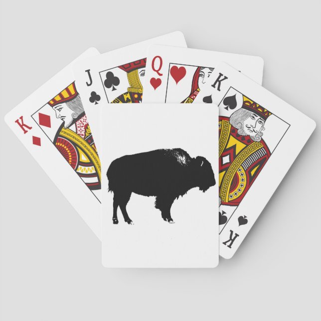 Black & White Bison Buffalo Silhouette Pop Spielkarten (Rückseite)